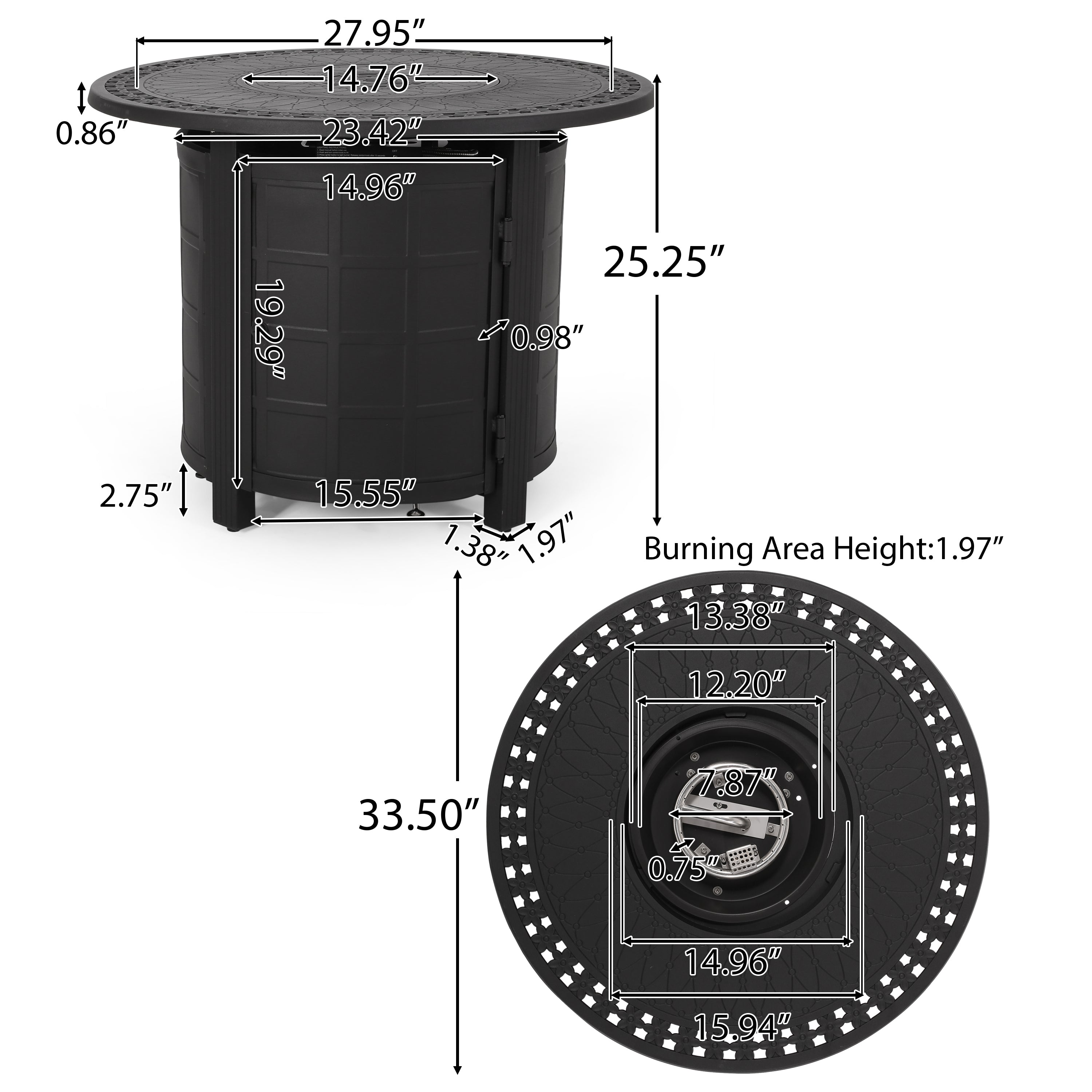 Aldin Round Aluminum Propane Fire Pit Table