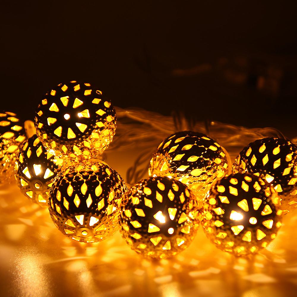 Decorative String Lights 10 Led Metal Ball Light For Christmas Holiday Party Home Garden Decoration Yellow