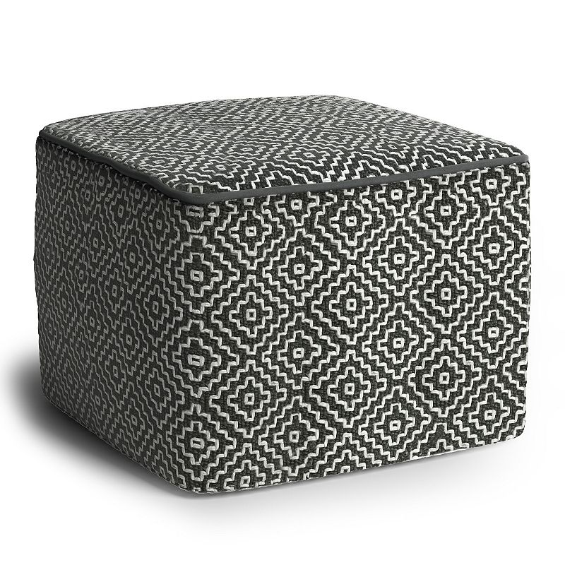 Simpli Home Briella Square Woven Indoor / Outdoor Pouf