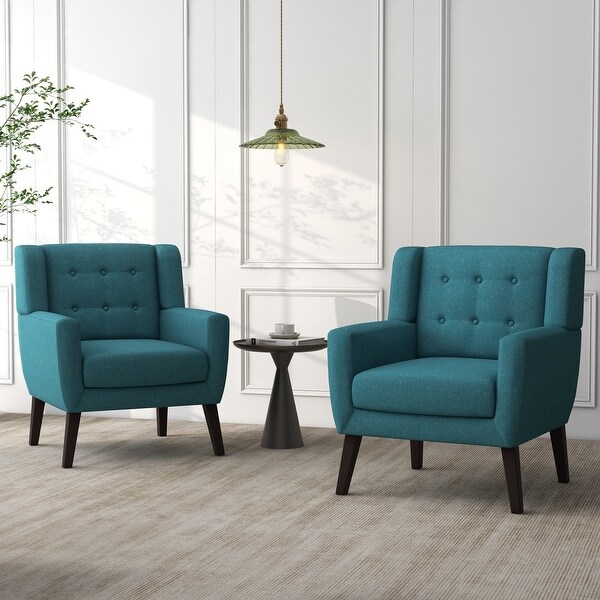 Cotton/ Linen Look Fabric Modern Accent Armchair