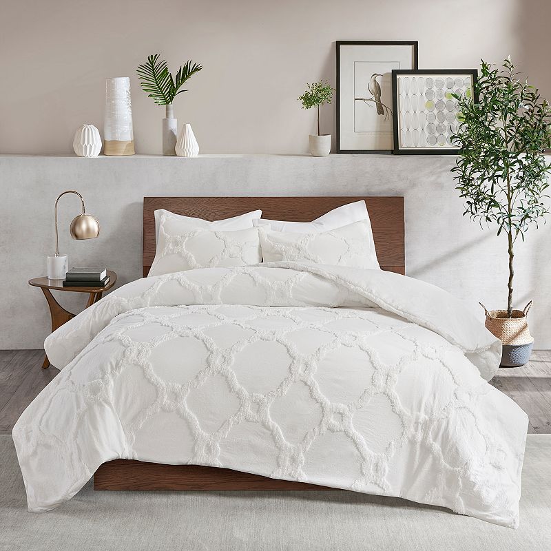 Madison Park Nollie Chenille Cotton Geometric 3-piece Comforter Set