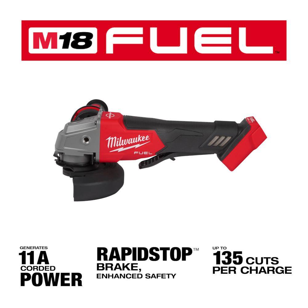 MW M18 FUEL 18V Lithium-Ion Brushless Cordless 4-12 in.5 in. Grinder and Starter Kit w(1) 5.0 Ah Battery and Charger 2880-20-48-59-1850