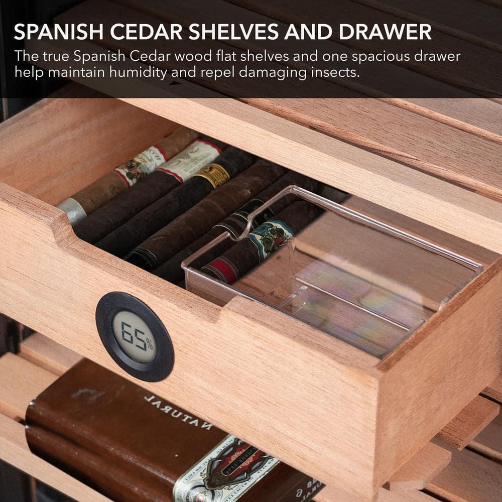 Whynter 12 cu ft Stainless Steel Digital Control and Display Cigar Humidor with Spanish Cedar Shelves Wine Chiller