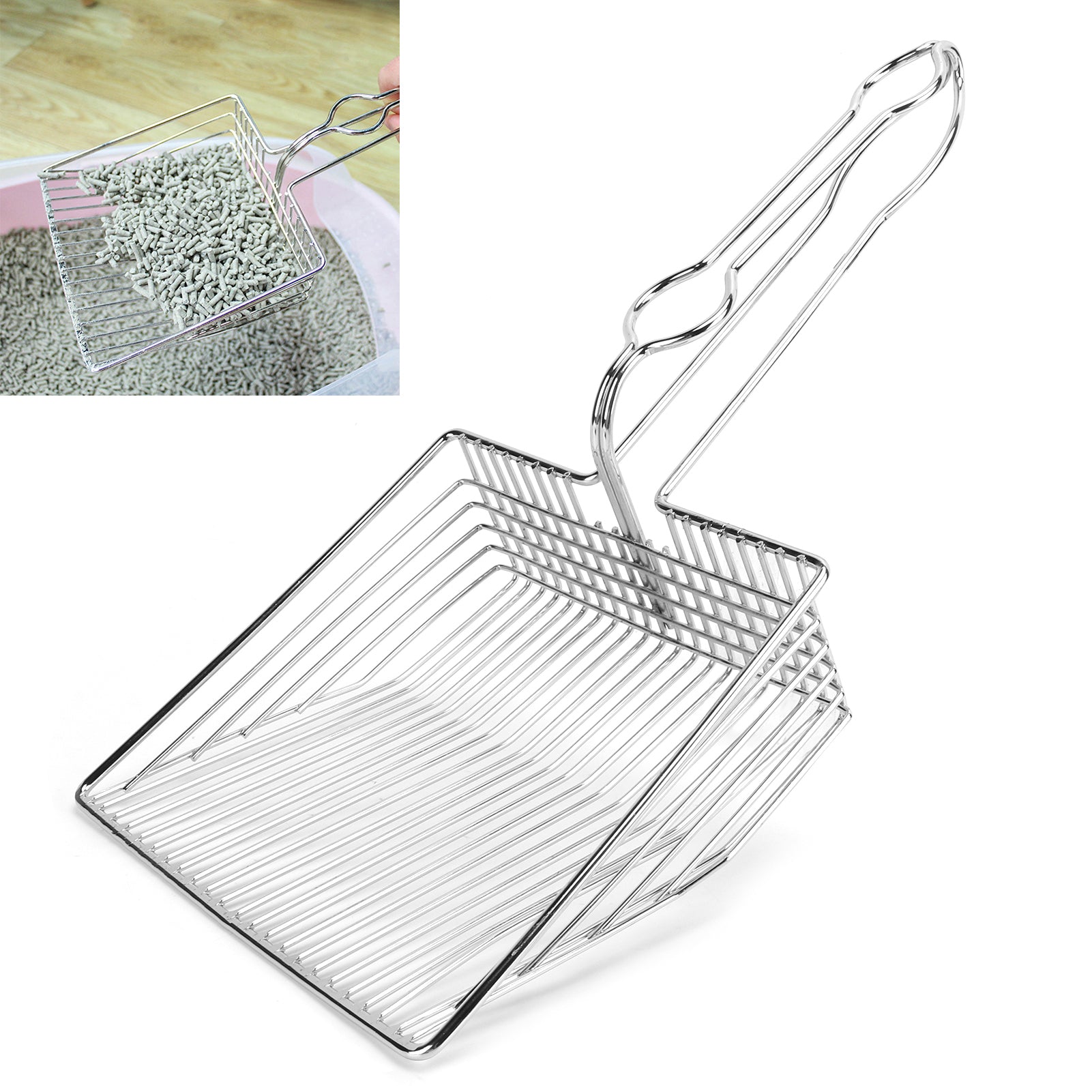 Pet Litter Shovel， Easy To Clean Cat Litter Sifter Waterproof Hook Design Comfortable Handle  For Small Pet Litter Boxes