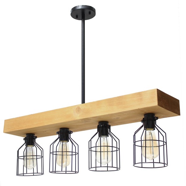 4 light Wood Beam Pendant Brown Lalia Home