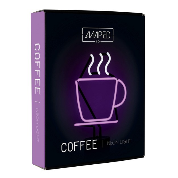 Amped amp Co Coffee Cup Neon Table Light Purple And White