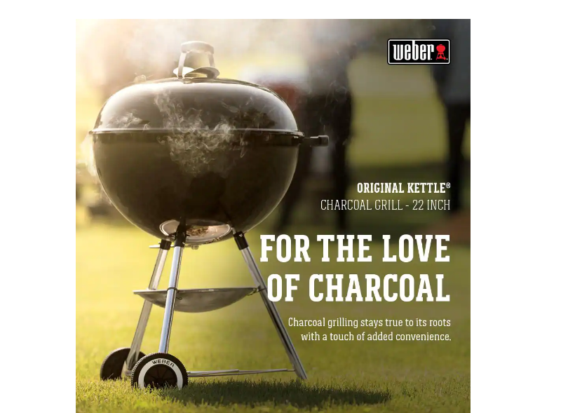 Weber 741001 22 in. Original Kettle Charcoal Grill in Black