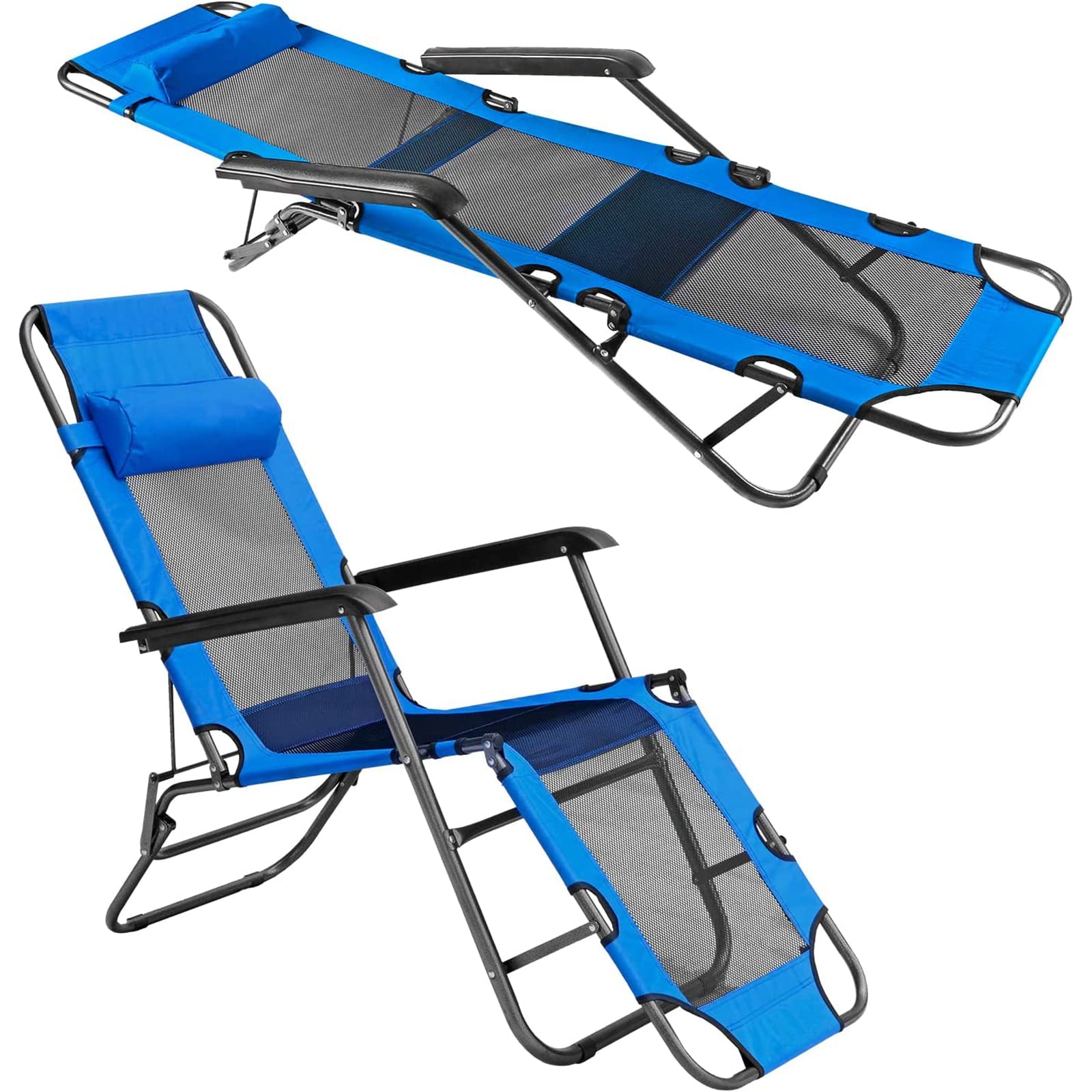 BIGTREE Zero Gravity Recliner Deck Patio Beach Chair Large Folding Mesh，Blue