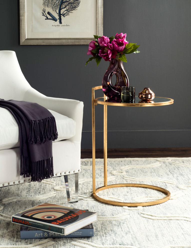 Katlyn Round Gold Leaf End Table Antique Gold   Contemporary   Side Tables And End Tables   by AED Luxury Home Decor  Houzz