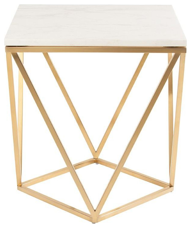 Jasmine Side Table Black Wood Vein Marble  Polished Stainless   Contemporary   Side Tables And End Tables   by Old Bones Co.  Studios  Houzz