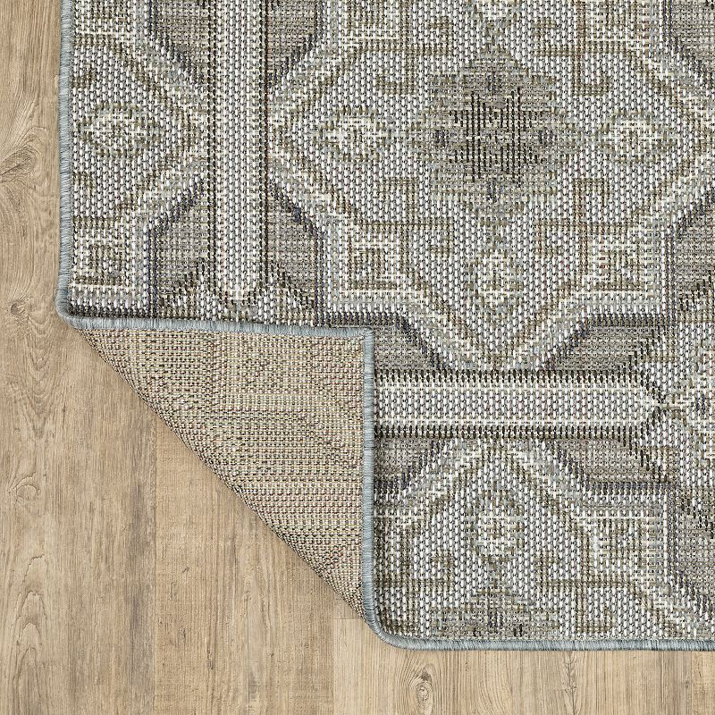 StyleHaven Calla Moroccan Trellis Gray Blue Indoor Outdoor Area Rug