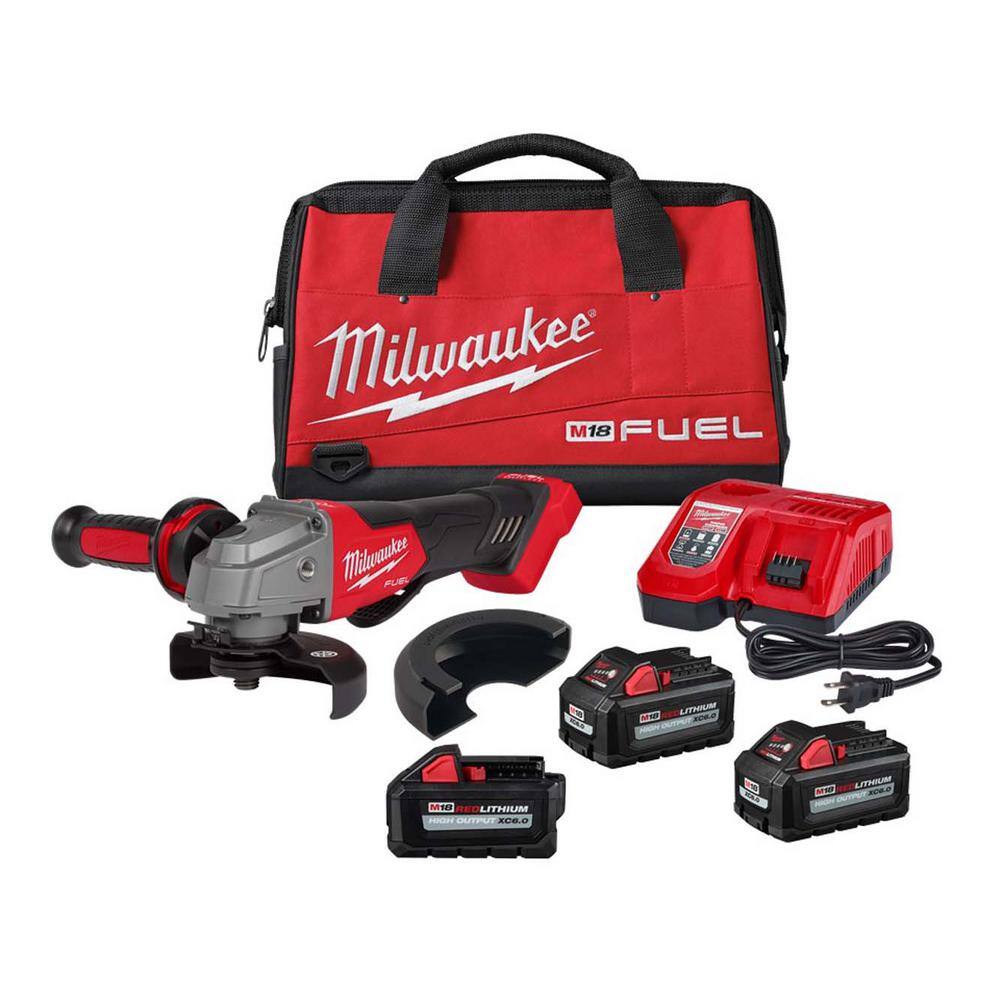 MW M18 FUEL 18V Lithium-Ion Brushless Cordless 4-12 in.5 in. Grinder Paddle Switch Kit with (3) 6.0 Ah Batteries 2880-22-48-11-1865