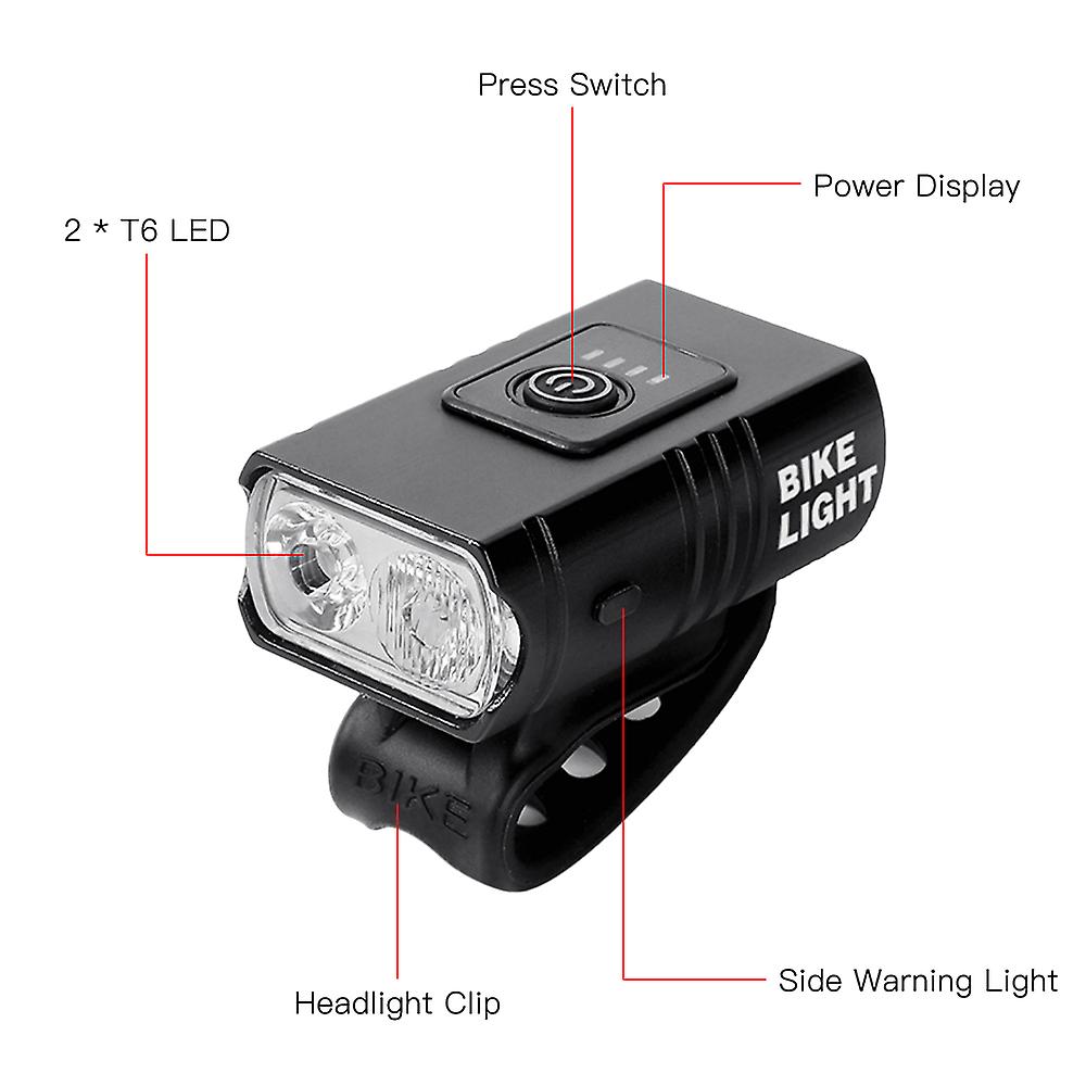 Led Bicycle Light Usb Rechargeable Power Display Mountain Road Bike Front Lamp Usb Rechargeable Waterproof Cycling Headlight Cycling Equipment Orange