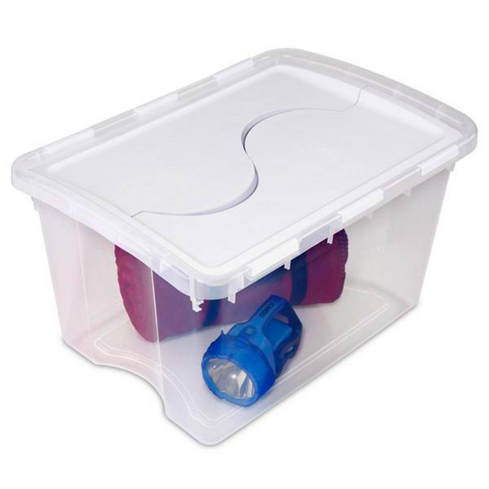 Sterilite 48-Quart Plastic Storage Bin with Hinged Lid  Handles Clear (6 Pack) 6 x 19148006