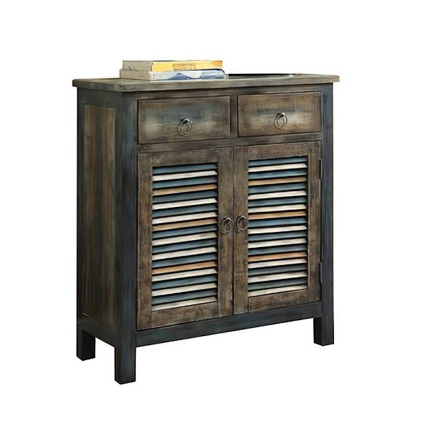 Cabinet Console Table Oak Teal Acme Furniture