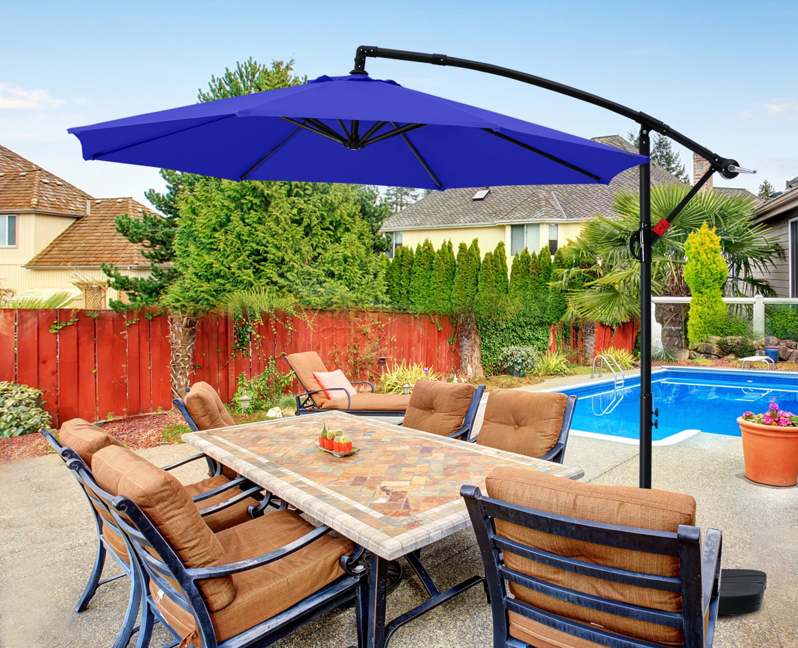 ABCCANOPY 9 FT Patio Umbrellas with Crank & Cross Base for Garden, Backyard, Pool and Beach, 12+ Colors(blue)