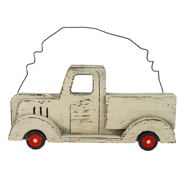 White Wooden Pick Up Truck Fall Harvest Wall Hanging