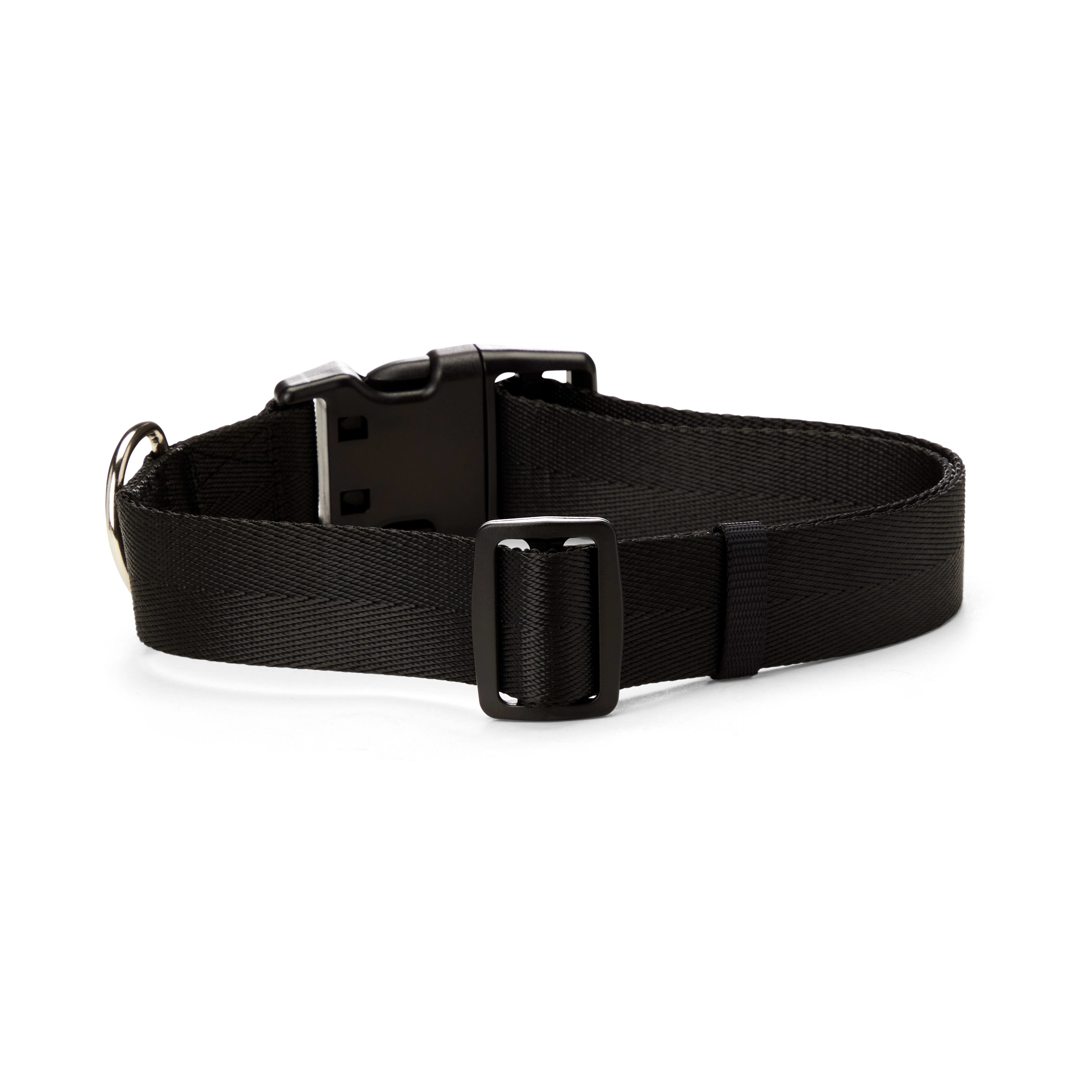 YOULY The Classic Black Webbed Nylon Dog Collar， Small