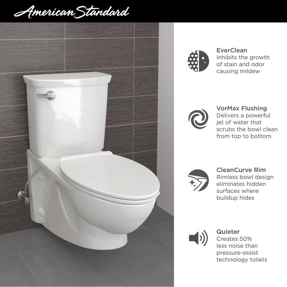 American Standard Glenwall VorMax Wall-Hung 2-Piece 1.28 GPF Single Flush Elongated Toilet with Right Hand Trip Lever in White 2882108.020