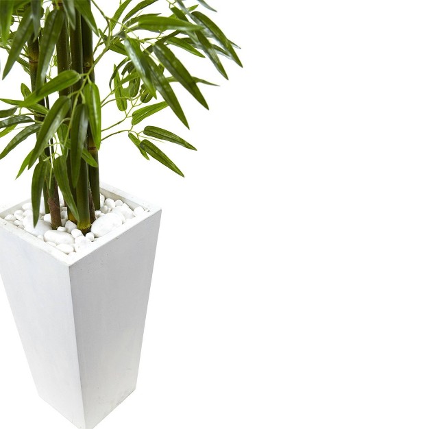 Nearly Natural Bamboo Tree With White Planter Uv Resistant (indoor/outdoor)