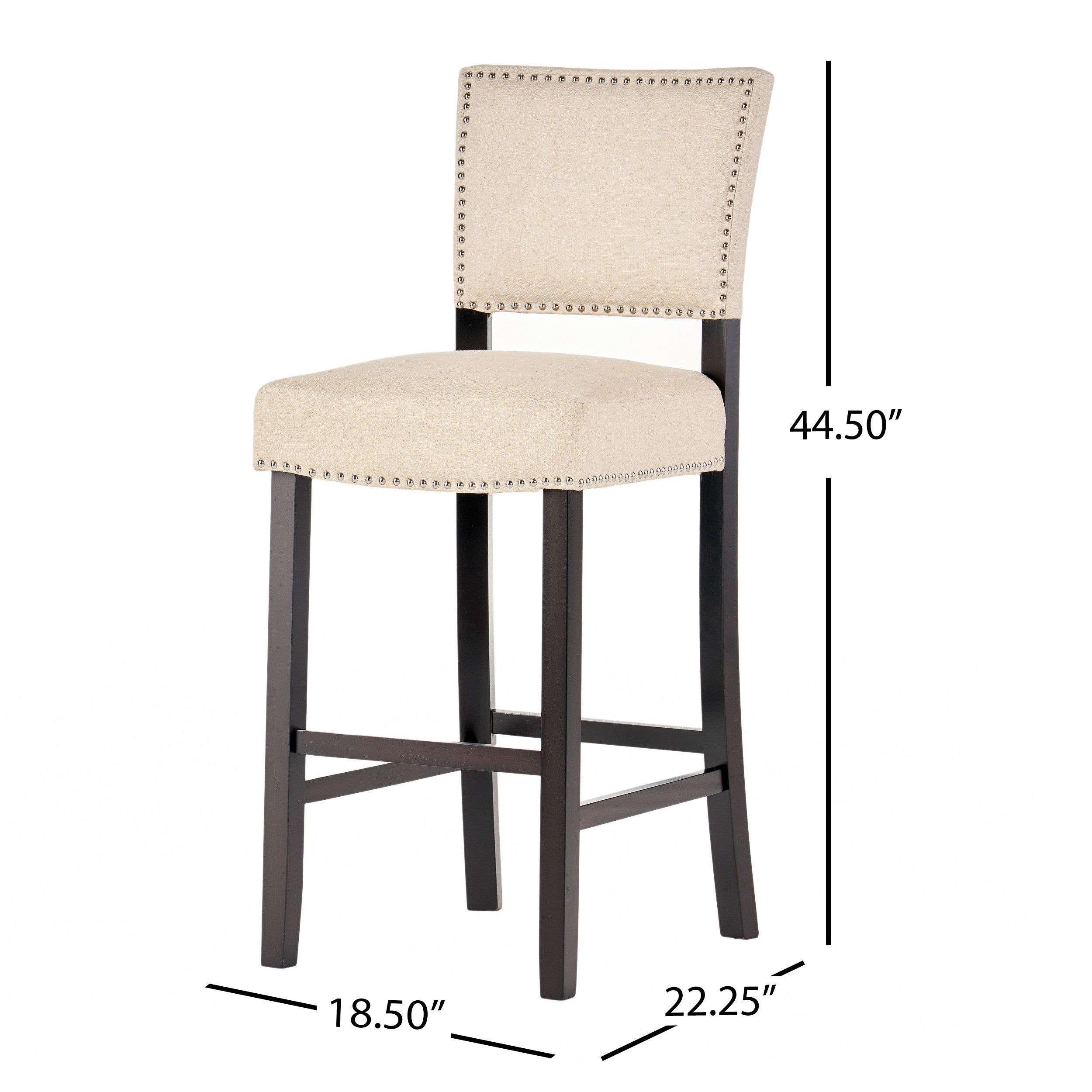 William Contemporary Linen Barstool (Set of 2)， Dark Beige and Wenge