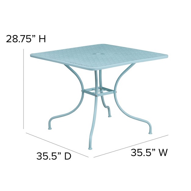 Square Indoor outdoor Steel Patio Table With Umbrella Hole