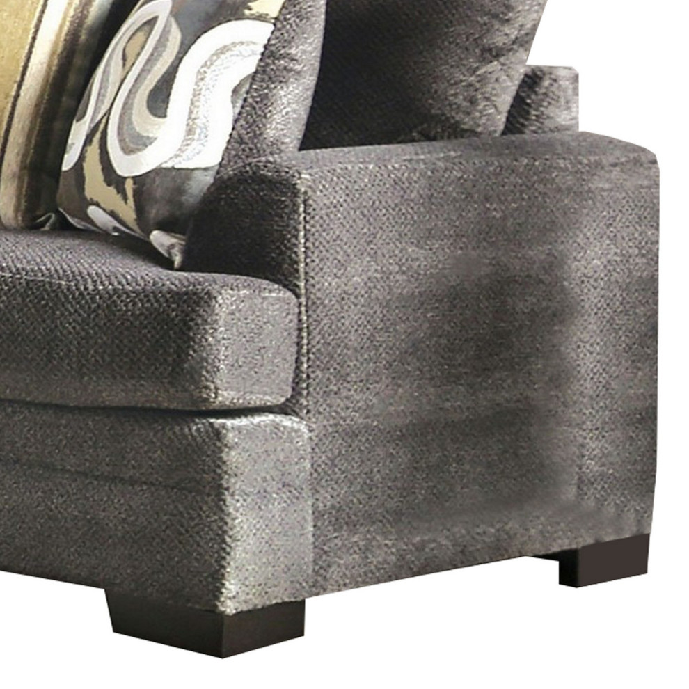 Loveseat With Fabric Upholstery And Accent Pillows  Gray   Transitional   Loveseats   by VirVentures  Houzz