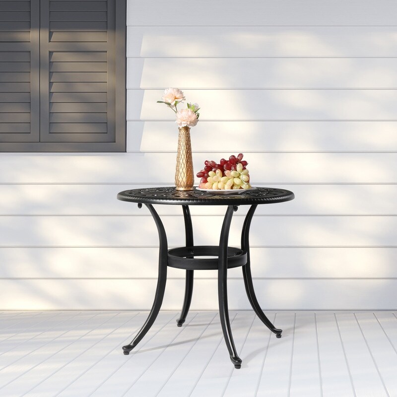 Outdoor Cast Aluminum Dining Table with Umbrella Hole