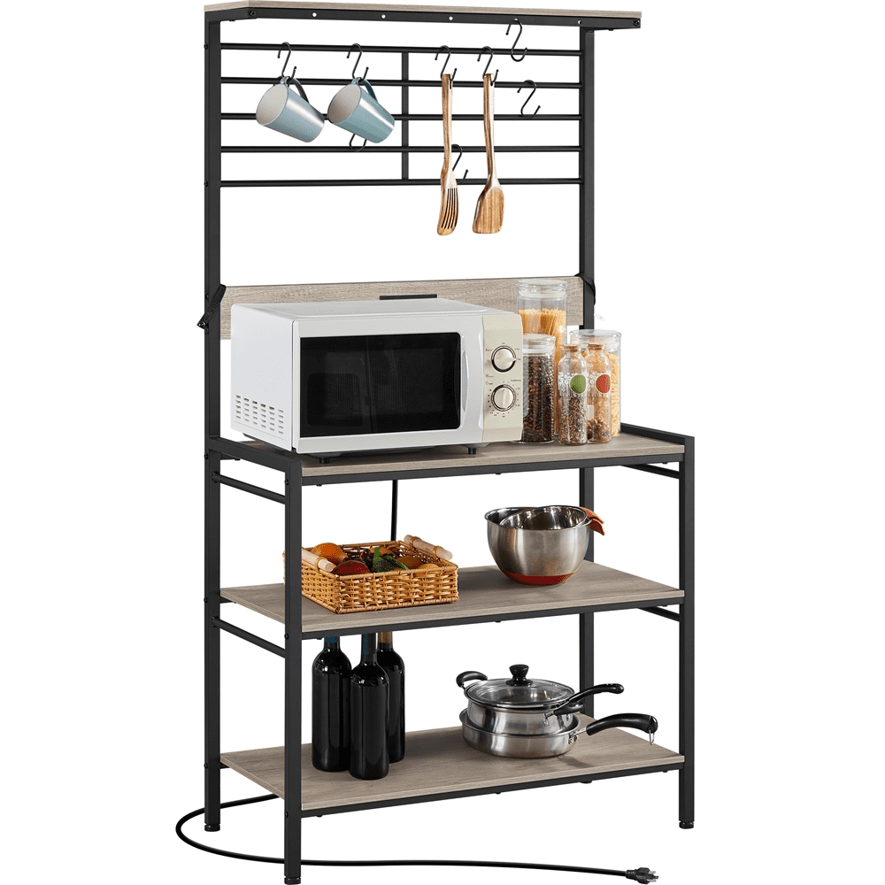 Yaheetech 64'' H 4-tier Kitchen Baker's Rack with Power Outlet，Gray