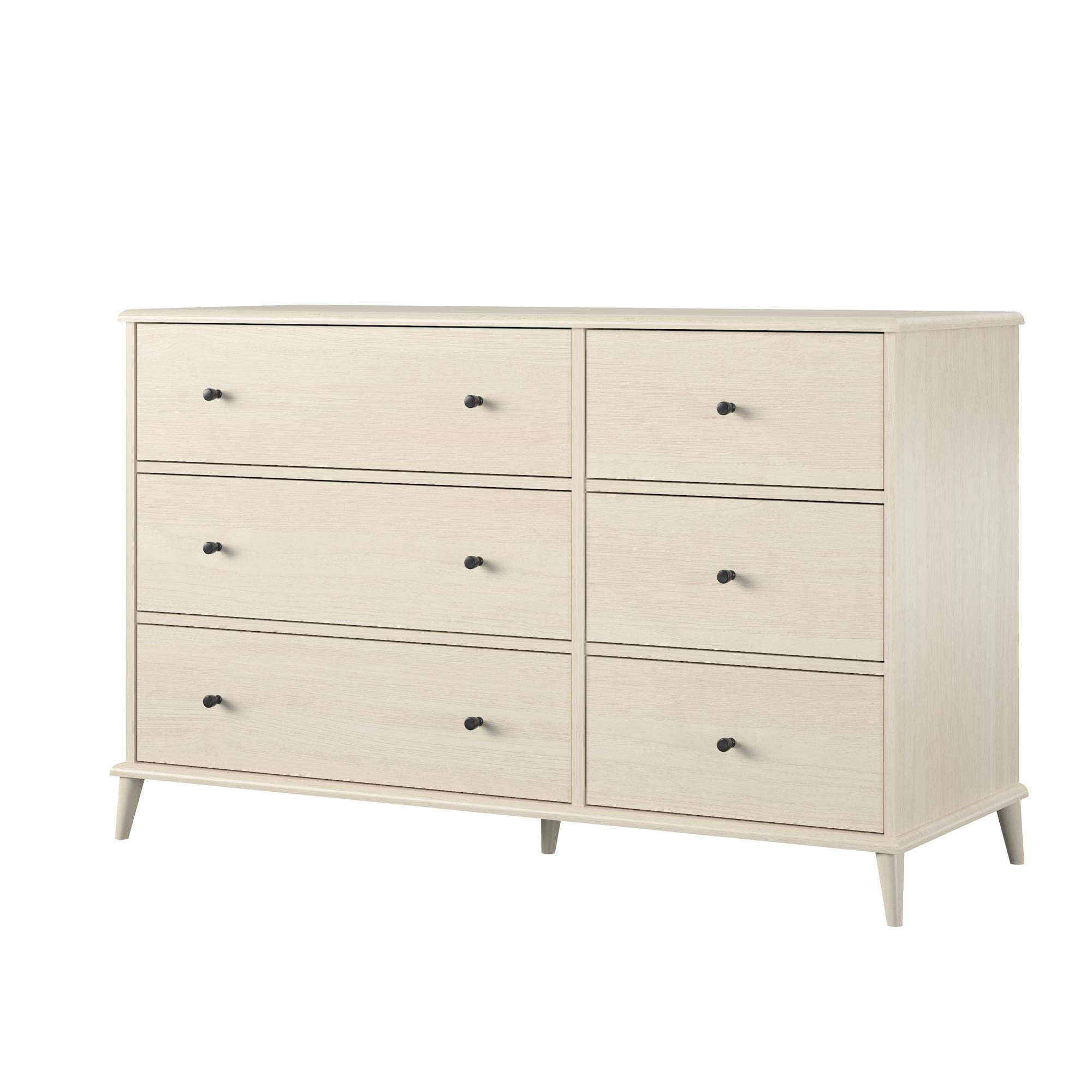 Queer Eye Farnsworth 6 Drawer Mid-Century Modern Dresser, Ivory Oak