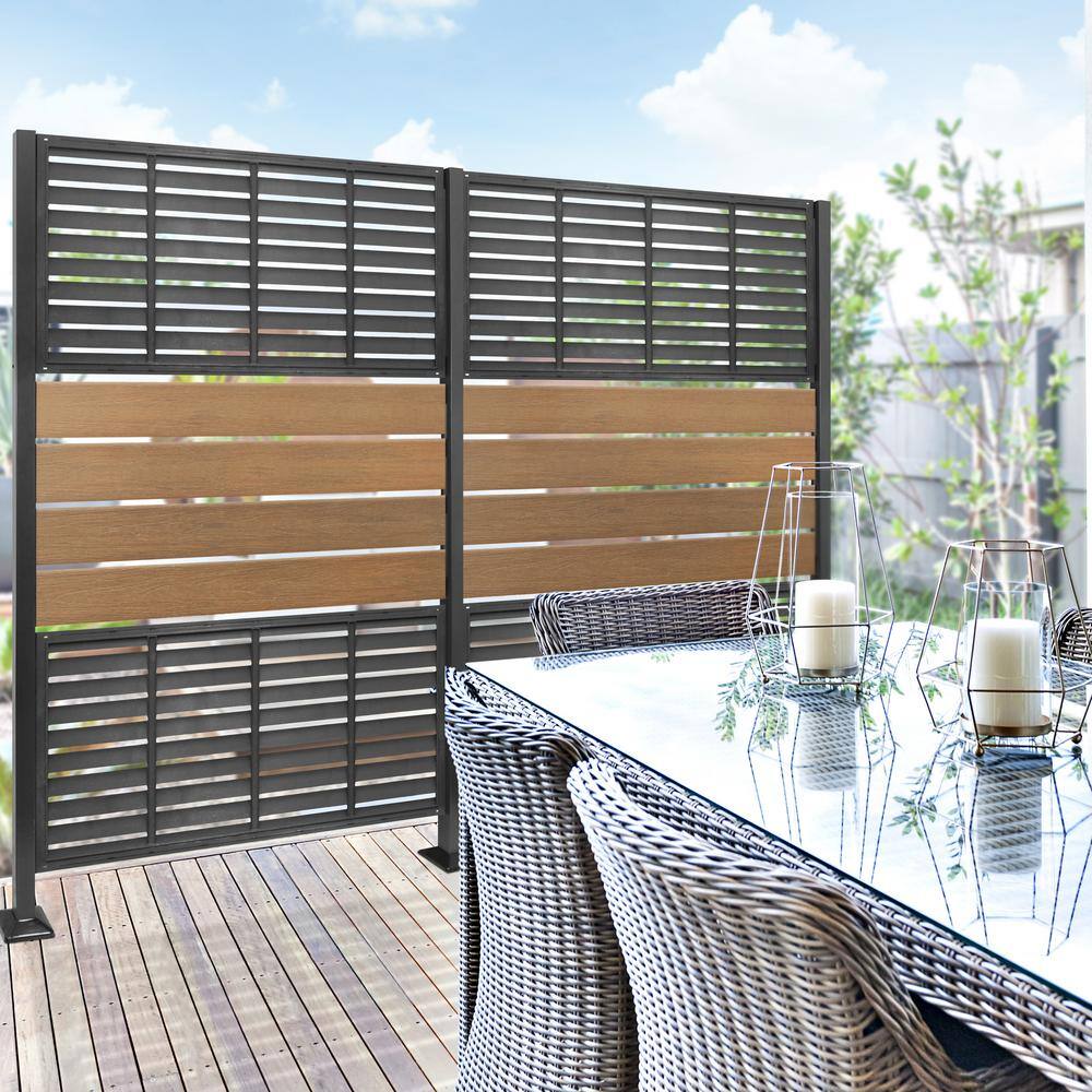 DISTINCT 24 in. x 48 in. Shutter Black Recycled Rubber Decorative Privacy Screen Panel MT5100630