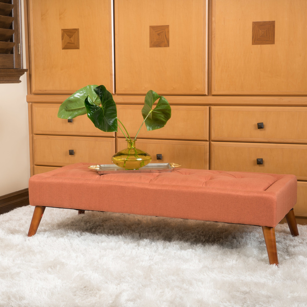 GDF Studio Pyram Mid Century Modern Ottoman Bench   Midcentury   Upholstered Benches   by GDFStudio  Houzz