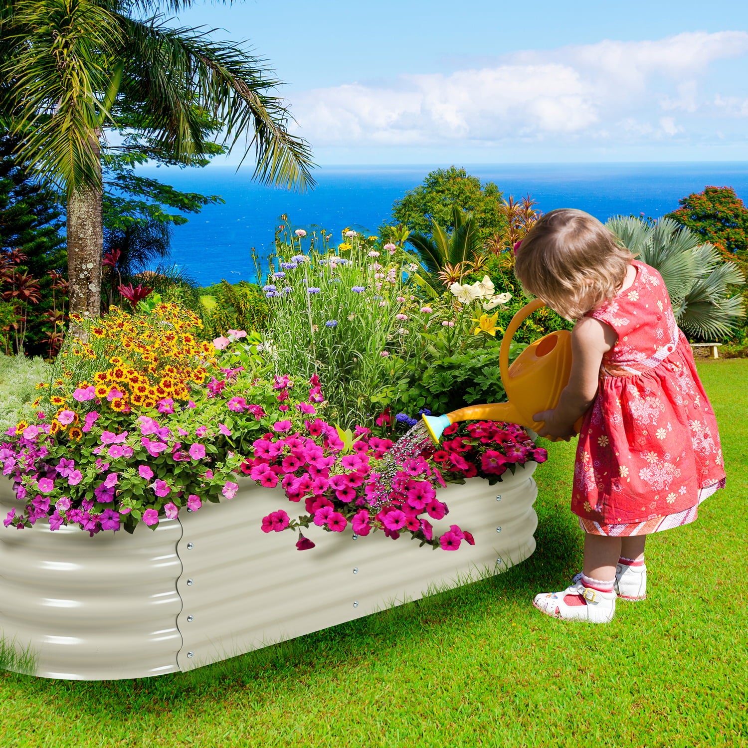 Aoodor Modular Metal Raised Garden Bed 23.6" (L) x59.8" (W) x17" (H) Planter Box