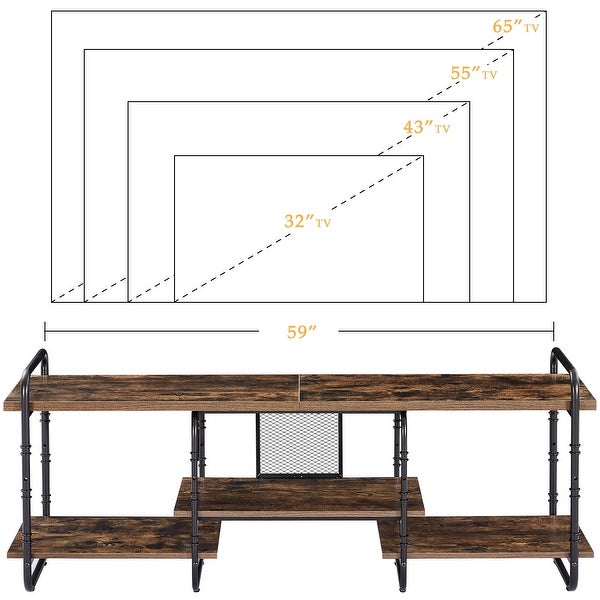 Entertainment Center TV Stand with 3-Tier Storage Shelves