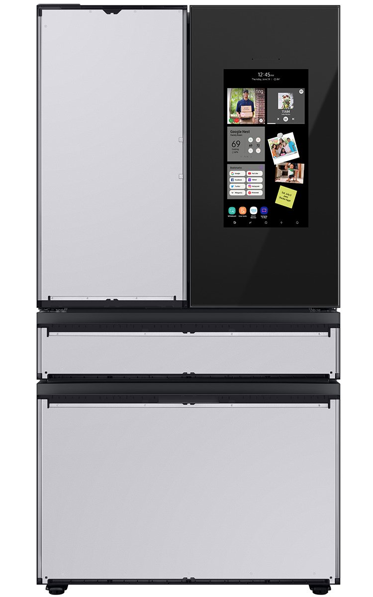  23 Cu. Ft. BESPOKE Counter Depth 4-Door French Door Refrigerator - Custom Panel-Ready With Charcoal Glass Family Hub Panel