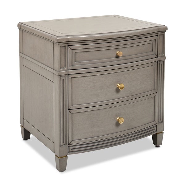 Dauphin Grey Cashmere 3-Drawer Rubber Wood Gold Accent End Table