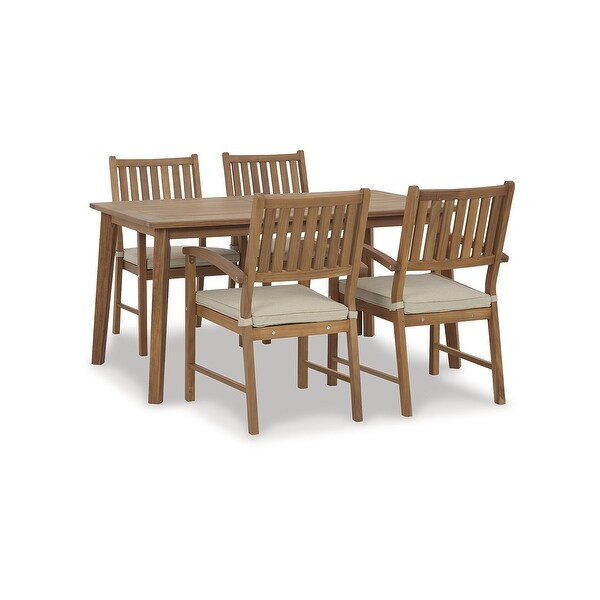 Signature Design by Ashley Janiyah Light Brown 5Piece Outdoor Dining Package