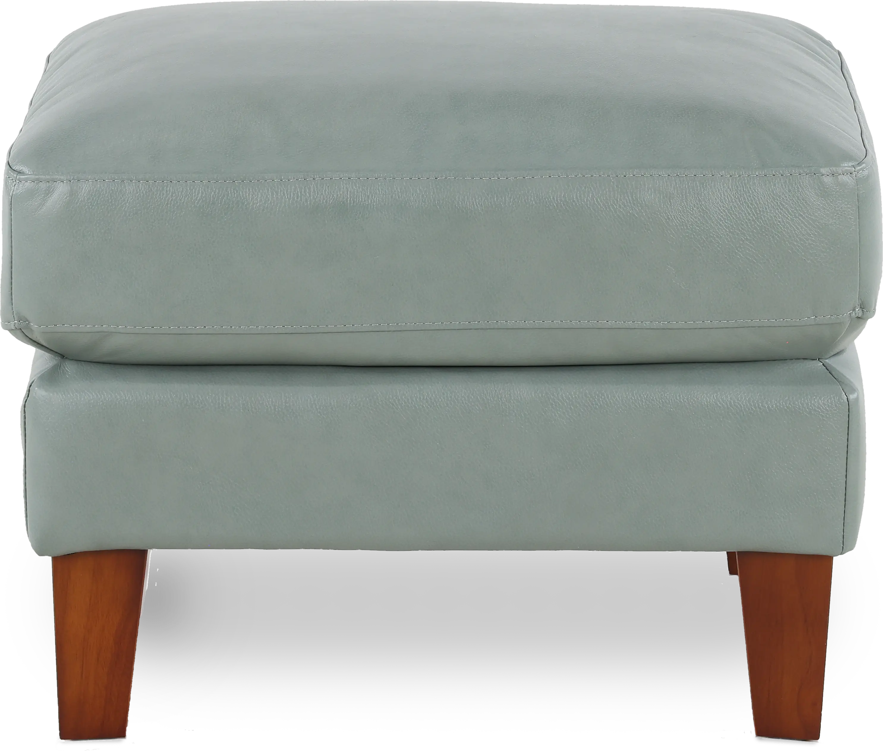 Palmer Ice Blue Leather Ottoman