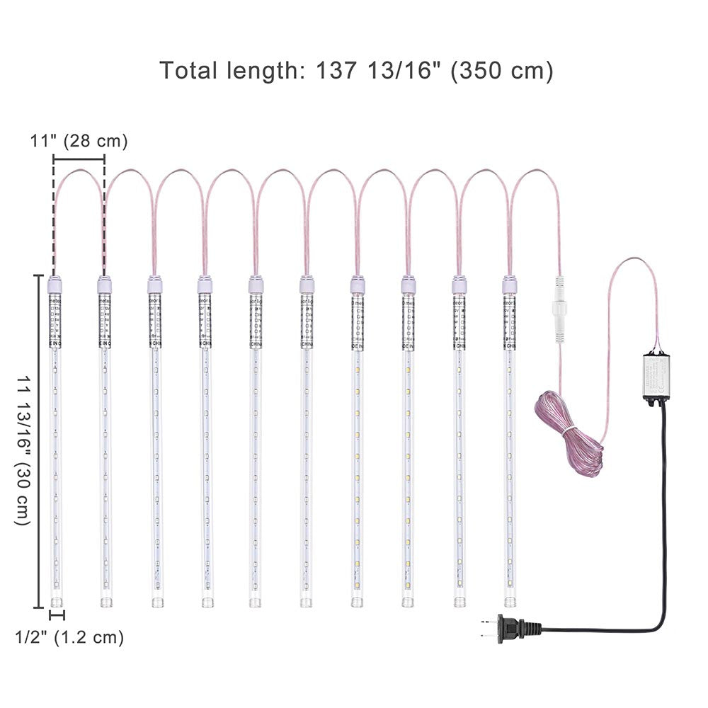 Yescom Christmas Lights Meteor Shower Lights RGB 10Tubes 12