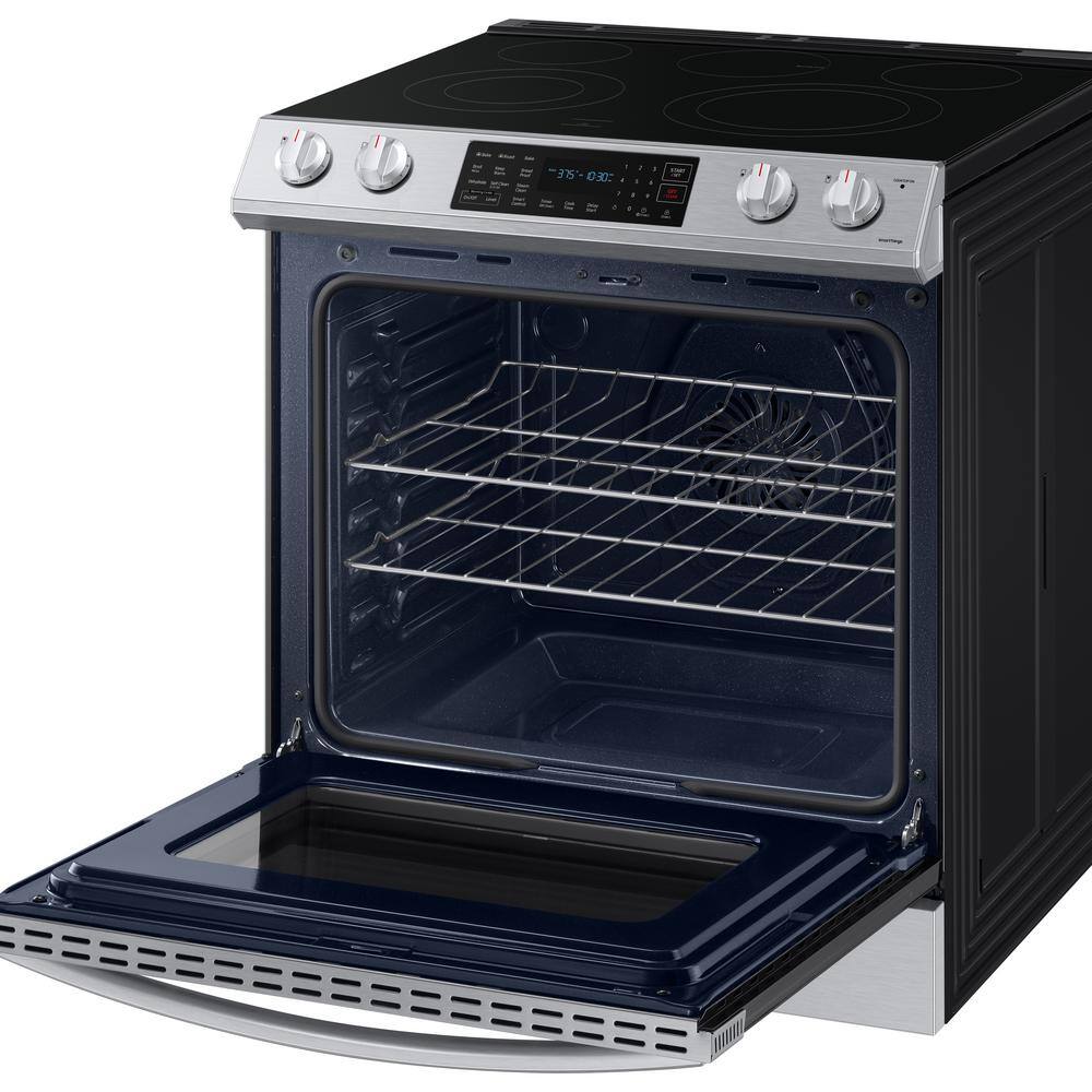  30 in. 6.3 cu. ft. Slide-In Electric Convection Range Oven in Fingerprint Resistant Stainless Steel NE63T8311SS