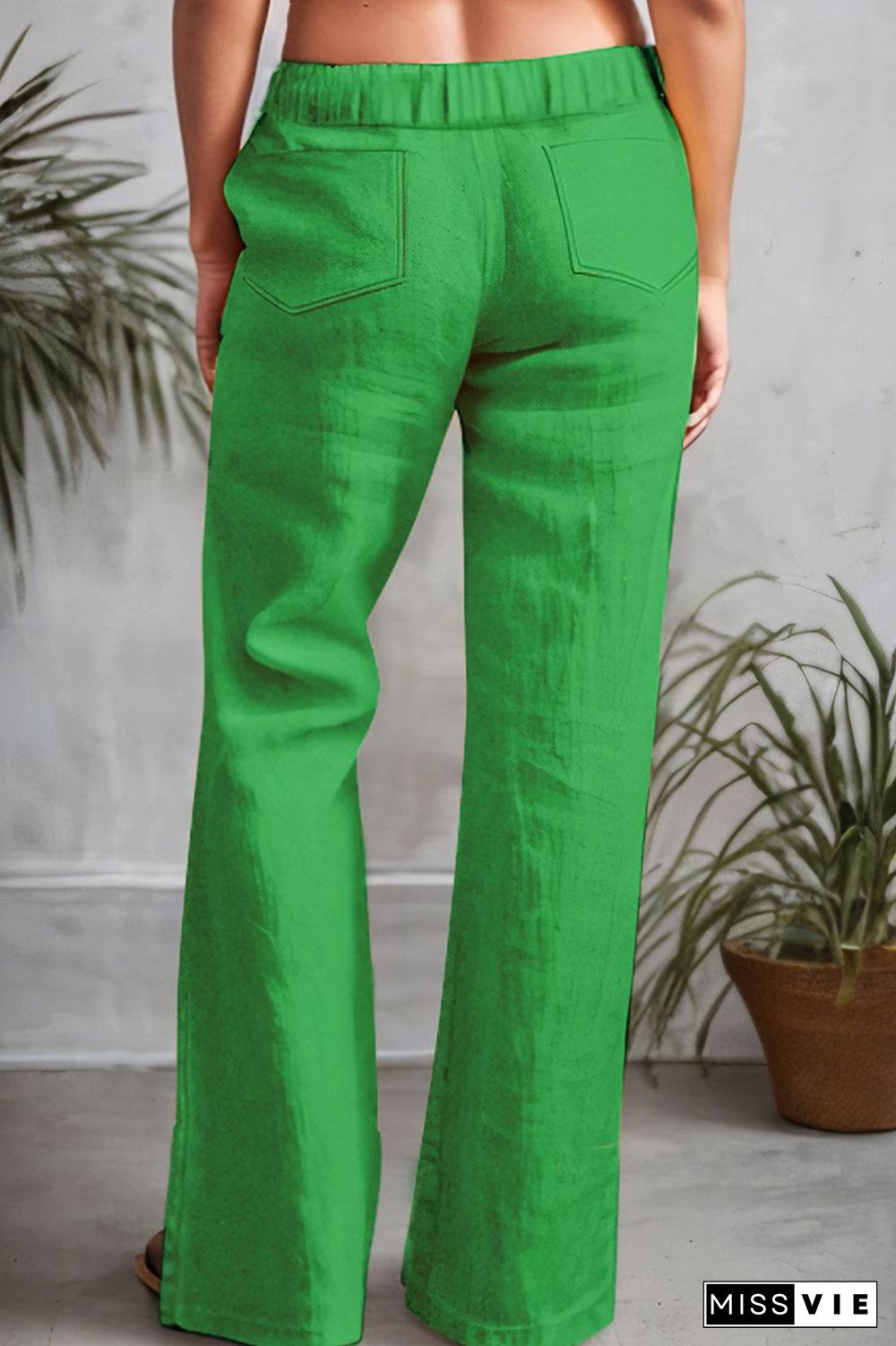 Drawstring Low Waist Straight Leg Pants