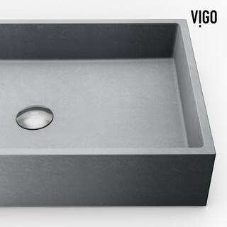 VIGO Orvieto Gothic Gray Concreto Stone 15 in. L x 24 in. W x 5 in. H Rectangular Vessel Bathroom Sink VG04070