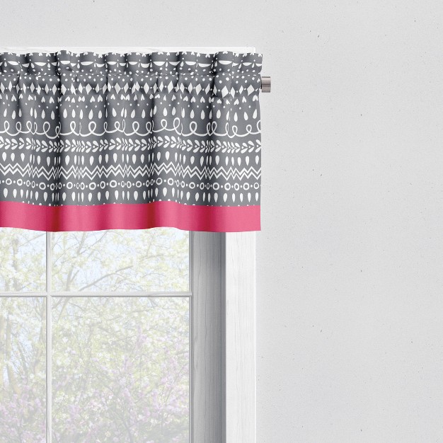 Bacati Owls Pink grey Girls Cotton Window Valance