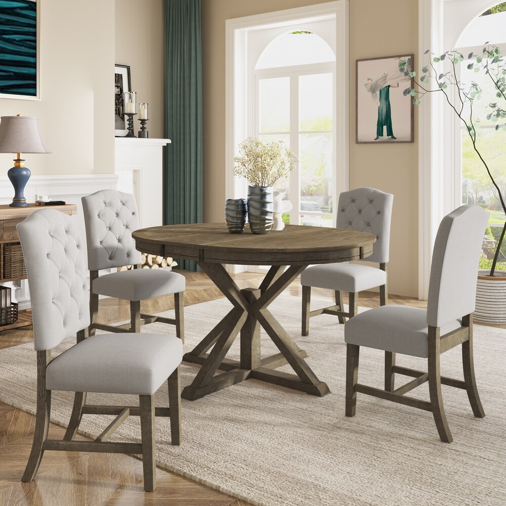 Dining Room Extendable Table and 4 Upholstered Chairs