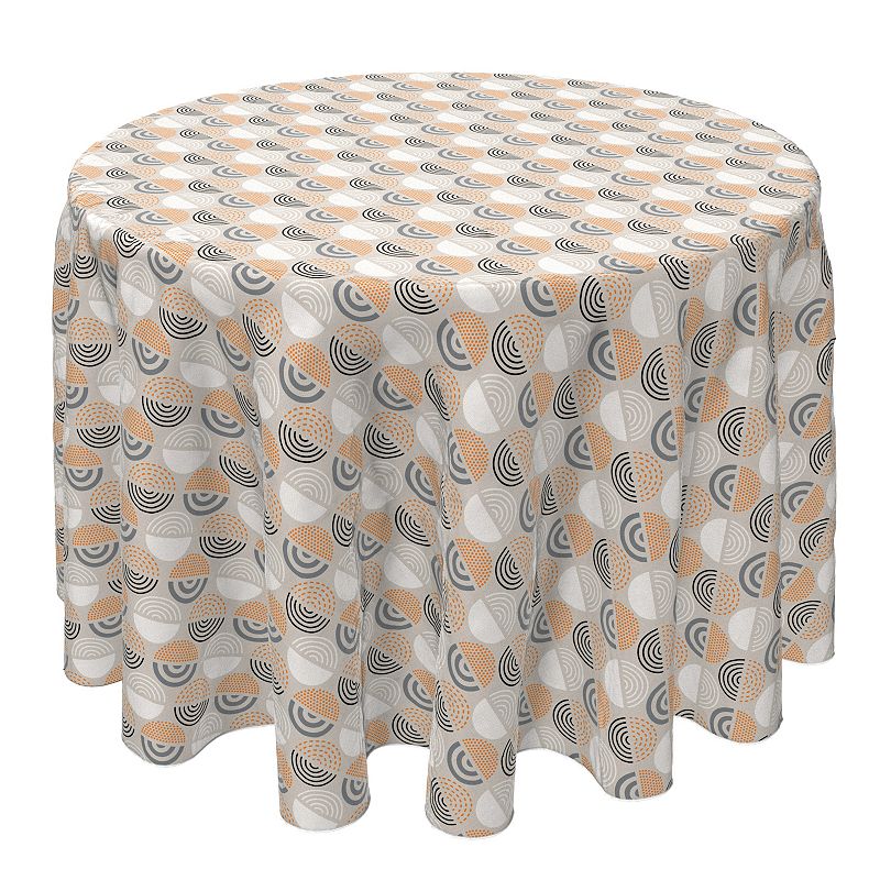 Round Tablecloth， 100% Cotton， 60 Round， Patterned Circles Geometric