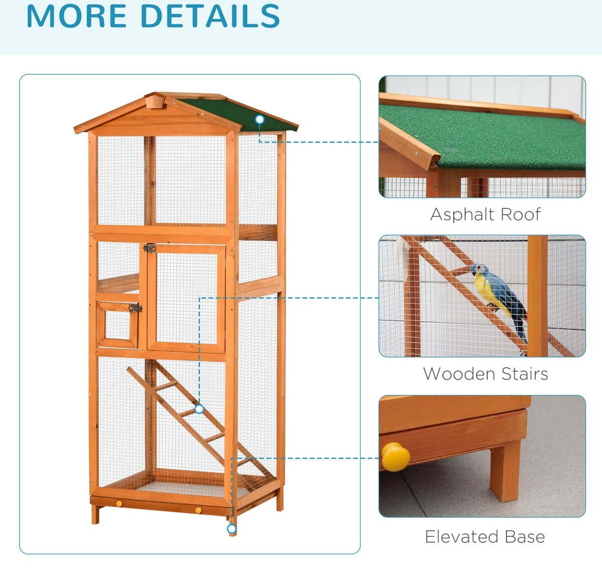 PawHut 65-in Wooden Outdoor Finches Aviary w/Pull Out Tray Bird Cage