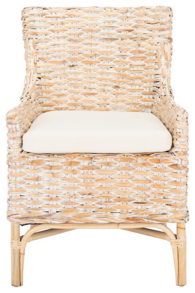 Kathryn Rattan Accent Chair Natural Whitewash/White   Tropical   Armchairs And Accent Chairs   by V.S.D Furniture  Houzz