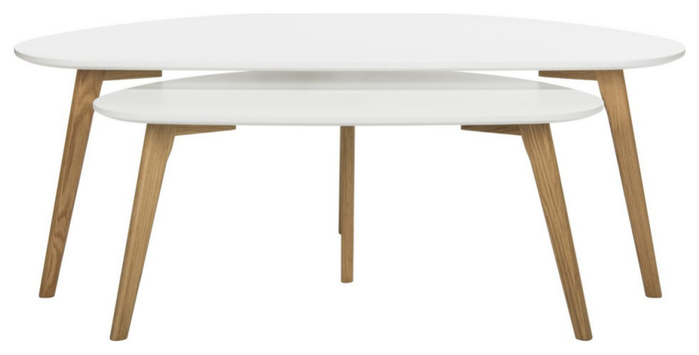 Dala Double Coffee Table White   Midcentury   Coffee Table Sets   by AED Luxury Home Decor  Houzz