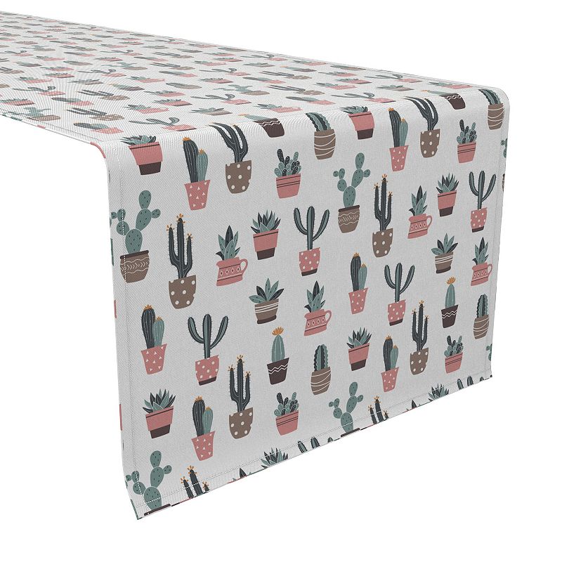 Table Runner， 100% Cotton， 16x90， Cactus House Plants