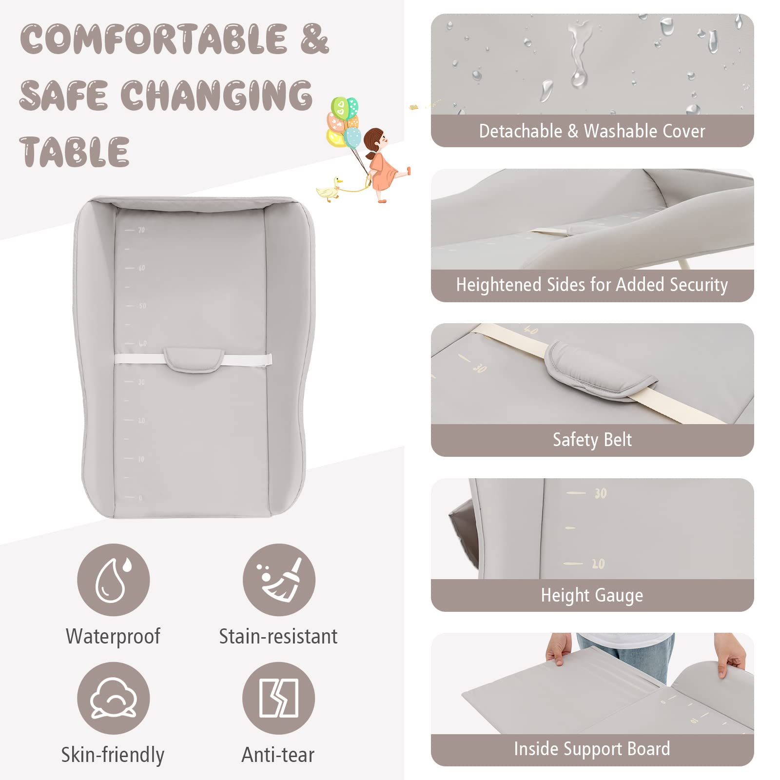 Costzon Portable Baby Changing Table, Foldable Diaper Changing Station